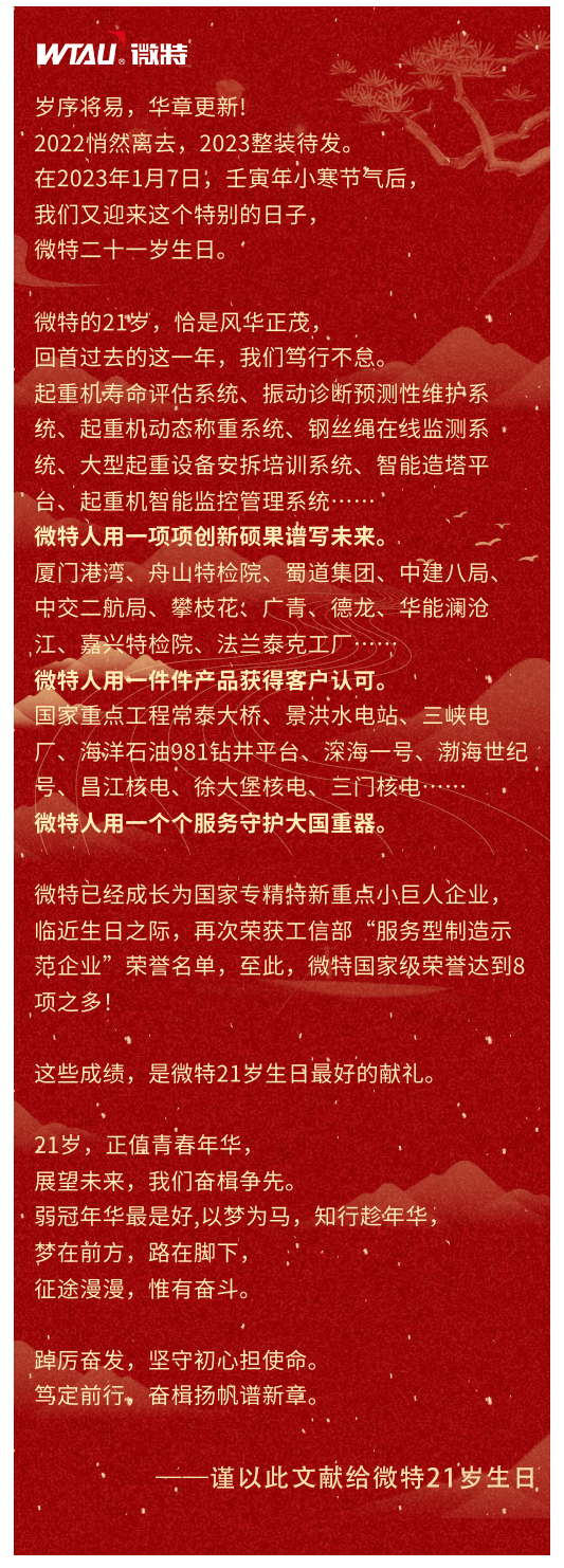 篤定前行 奮楫爭先！丨祝微特21歲生日快樂！